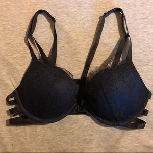 Victoria’s Secret Navy and Black Lace Push-up Bra